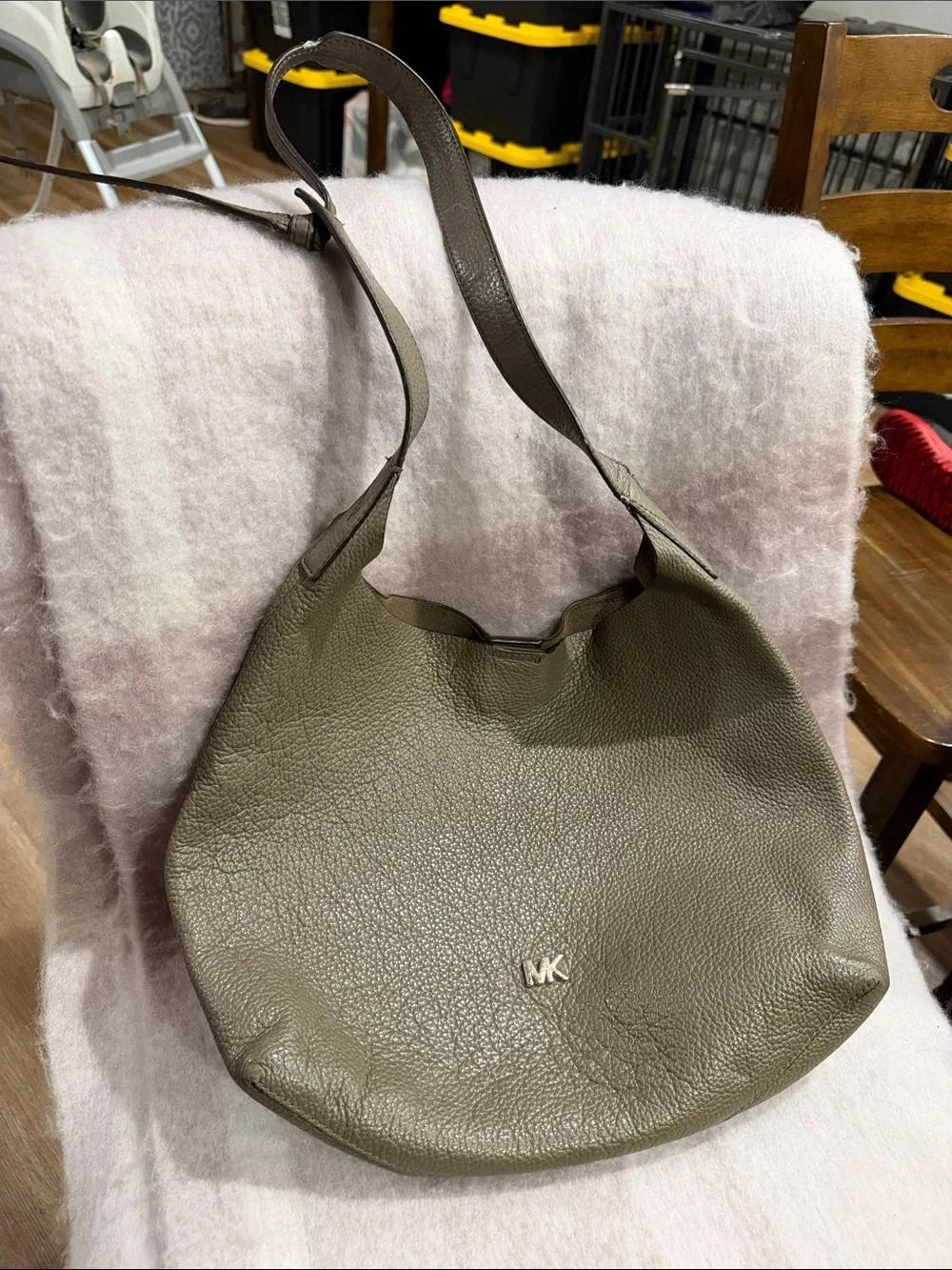 Michael Kors Pebbled Olive Shoulder Hobo Bag